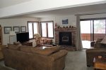 Mammoth Lakes Condo Rental Sunrise 14 - Living Room has a Woodstove 